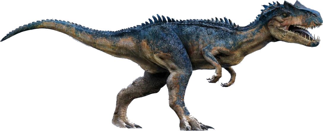Reconstituição de Allosaurus adulto em seu ambiente natural da Formação Morrison — florestas semixéricas e planícies inundadas do Jurássico Superior da América do Norte.